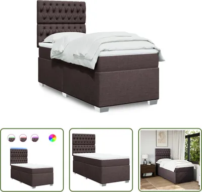 Produktbild von The Living Store Boxspringbett mit Matratze Dunkelbraun 90x200 cm Stoff