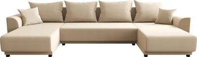 Produktbild von Wohnlandschaft mit Schlaffunktion - Stoff - Beige - NESSARO