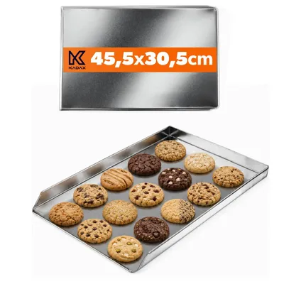 Image de KADAX Plaque à gâteaux en zinc, Plaque à pâtisserie en deux tailles, Plaque à pizza rectangulaire pour le four