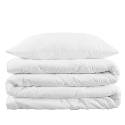 Zdjęcie produktu dla Koc całoroczny poszwa na kołdrę 155 x 220 cm - koc na kołdrę do spania lekki dla alergików poszwa na kołdrę hipoalergiczna biała zestaw: biała poszwa na kołdrę z poduszką