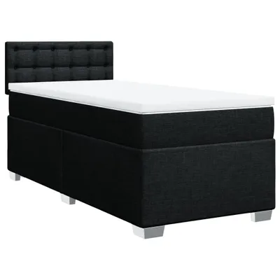 Image de Sommier à lattes de lit avec matelas Noir 90x190 cm Tissu