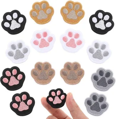 Produktbild von Kleiderborduurset mit 14 Hundesporen, Strijkpatches in verschiedenen Größen, ideal für kreative Projekte und Reparaturarbeiten