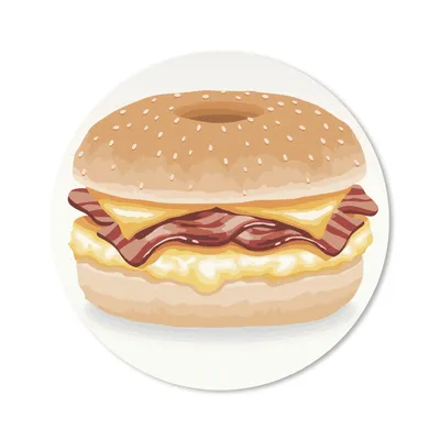 Produktbild von MuchoWow® Mauspad Mousepad Illustration von Speck und Ei zwischen einem Bagel mit Käse 20x20 cm - Mousepads - Maus Mat - Pad - Mausunterlage - Schreibtischmatte