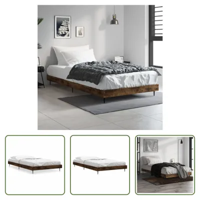 Produktbild von The Living Store Bettgestell Räuchereiche 90x190 cm Holzwerkstoff