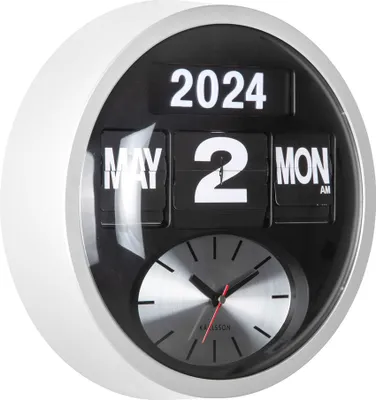 Produktbild von Karlsson - Wanduhr Round Flip - Weiß - Ø32,6cm