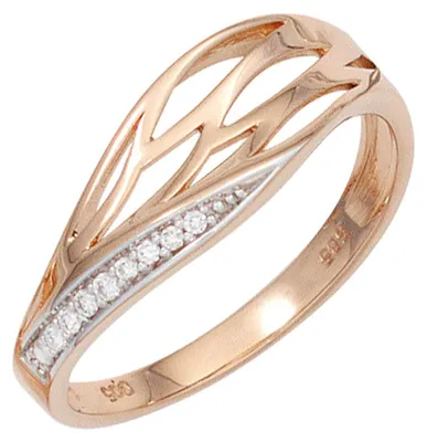 Produktbild von Ring Damenring mit 8 Diamanten Brillanten 585 Gold Rotgold Rotgoldring Goldring Innenumfang 60mm  Ø19.1mm