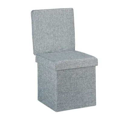 Obrázok produktu pre Relaxdays taburetka s operadlom, VxŠxH: 73x38x38 cm, stabilná sedacia kocka s opierkou na nohy, ľan, úložný box, sivá