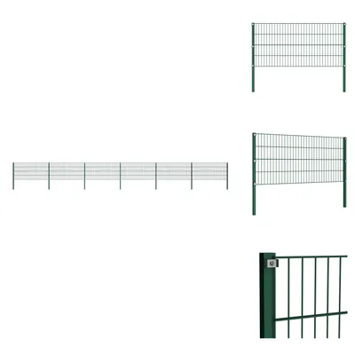 Imagen del producto de vidaXL Panel de valla con postes de hierro, 10,2 x 0,8 m, color verde - Paneles de valla