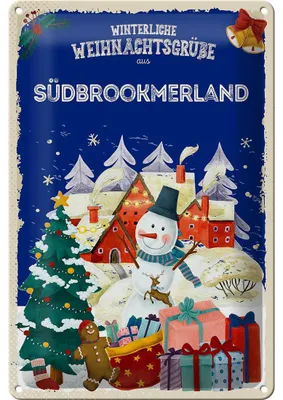 Produktbild von Blechschild Weihnachtsgrüße aus SÜDBROOKMERLAND 20x30cm