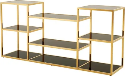 Produktbild von Casa Padrino Luxus Konsole gold mit schwarzem Glas 160 x 38 x H. 75 cm - Designer Kollektion