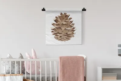 Produktbild von MuchoWow® Wandteppich Wandbehang Aquarell - Tannenzapfen 60x60 cm Tapisserie Dekoration Wandtuch - Dekorationen - Wand Decke