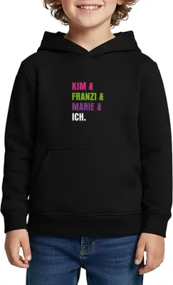 Produktbild von Spreadshirt Die Drei Ausrufezeichen Kim & Franzi & Marie & Ich Kinder Premium Hoodie, 158/164 (12 Jahre), Schwarz