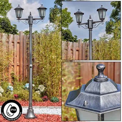 Produktbild von Rivale Außenwegeleuchte aus Metall/Glas in Schwarz/Silberfarben/Milchglas
