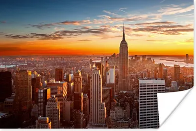 Produktbild von MuchoWow® Poster Skyline - New York - Sonne 120x80 cm - Bilder