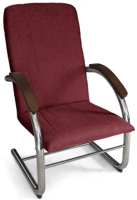 Produktbild von ANMIL Polstersessel FINKA in Weinrot auf Metallgestell 62 x 70 x 107 cm– Moderner Komfortsessel mit Holzarmlehnen