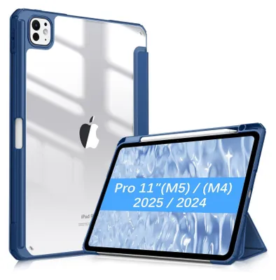 Produktbild von Fintie Hybrid Hülle für iPad Pro 11 Zoll (M5/M4) 2025/2024 mit Stifthalter - Stoßfeste Schutzhülle Case mit transparenter Hartschale auf der Rückseite, Navy