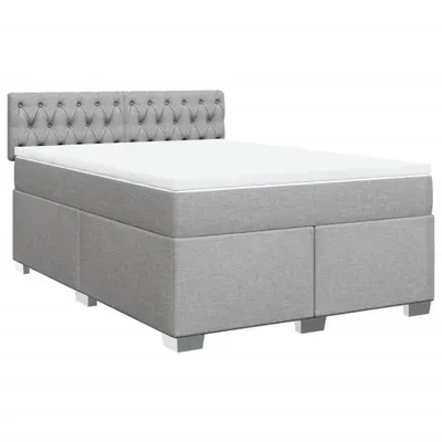 Produktbild von Boxspringbett mit Matratze Hellgrau 140x200 cm Stoff