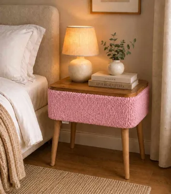 Productafbeelding van Skye Decor, nachtkastje (oudersleutel), roze, 45x55x30 cm, melamine, poten van beukenhout
