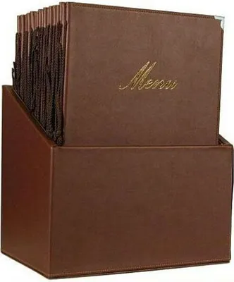 Produktbild von Box mit Speisekarten CLASSIC, braun (20 Stück)