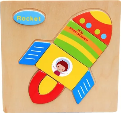 Productafbeelding van 10 stuks educatief speelgoed voor kinderen, houten puzzel (raket)