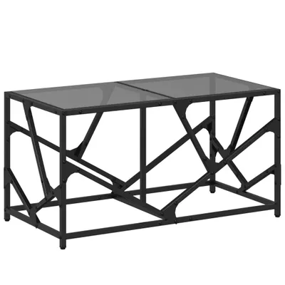 Immagine prodotto di Tavolino con Piano in Vetro Nero 78,5x40x41 cm Acciaio