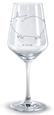 Produktbild von Mr. & Mrs. Panda Weinglas Einhorn Schwein - Transparent - Geschenk, Rotweinglas mit Gravur, wein glas, für rotwein, Englisch, graviert, Einhörner, Kelch, Unicorn, Spruch