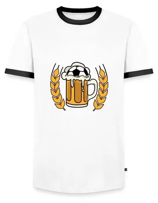 Produktbild von Spreadshirt Bierkrug Fußball Fußballer Männer Kontrast T-Shirt, M, Weiß/Schwarz
