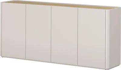 Produktbild von Wohnzimmer Sideboard mit 200 cm Breite in Beige mit Eiche, 4 Türen - ELOY-141