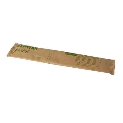 Produktbild von Löffel, Holz "pure" 16 cm einzeln verpackt in Papierbeutel