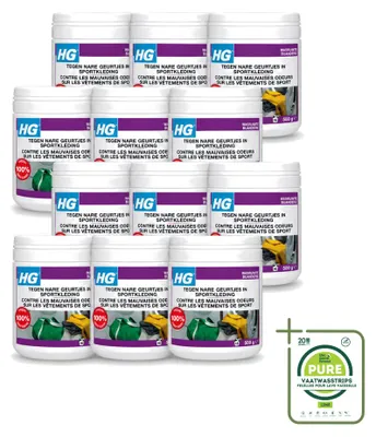 Obrázek produktu pro 12 kusů prostředku HG do pračky, který neutralizuje nepříjemné pachy v sportovním oblečení, 500 g - velkopackování