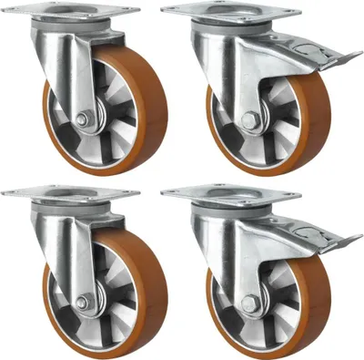 Produktbild von Schwerlastrollen 160 mm Set: 2 Lenkrollen & 2 Lenkrollen mit Feststeller