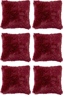 Produktbild von Kissen - 50 x 50 cm - Rot - Schwarz - Polyester - Velours - 6er Set