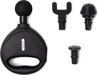 Imagen del producto de Masajeador eléctrico, con 4 niveles de velocidad, 4 cabezales de masaje, color negro, puerto de carga USB tipo C y RoHS
