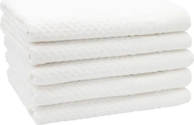Produktbild von Duschtücher 5er Set, 70x140 cm, weiß, Baumwolle, mit Waffelmuster