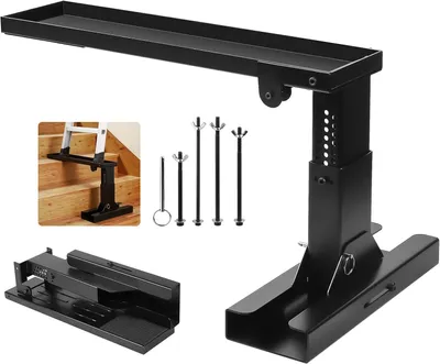 Imagen del producto de Extensión plegable para escaleras, con altura ajustable de 23,5 a 39 cm, capacidad de carga de 150 kg, y plataforma antideslizante para escaleras