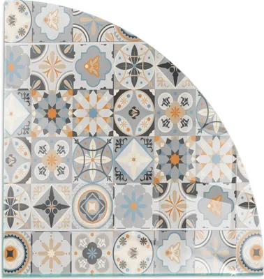 Produktbild von Mosaikmuster in Fliesen – Glasbodenplatte für – Kaminofen – Kaminplatte Glas – Schutzglas – Funkenschutzplatte –Glasbodenplatte Feuerfeste – Hitzeschutzplatte – Bodenschutz aus Glas – 1/4 100x100 cm