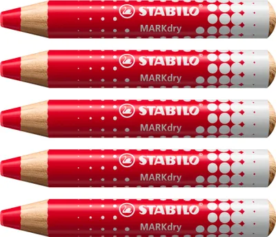 Produktbild von STABILO Whiteboard- und Flipchartmarker - MARKdry - 5er Pack- rot