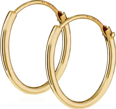 Produktbild von Paar 750 Gelb Gold 18k Gestempelt Creole Ohrringe Ohrhänger Ohrstecker 15mm 1757