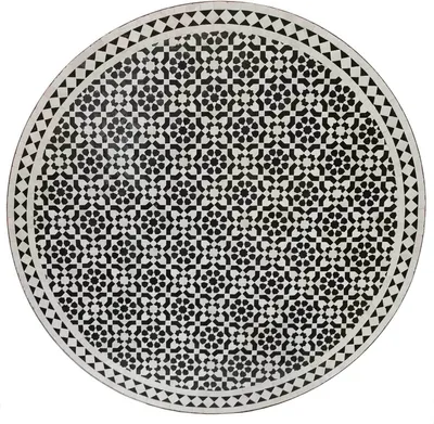 Produktbild von Mosaiktisch D120 schwarz weiß glasiert