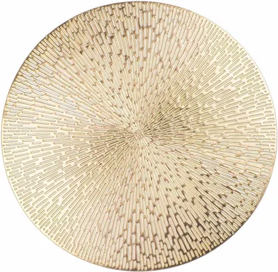 Productafbeelding van Set van 6 ronde goud metallic vinyl placemats – 35 cm – wasbaar en antislip – vlek en hittebestendig voor bruiloften en feesten