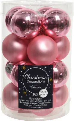 Produktbild von Weihnachtskugeln Glas 3,5cm 16 Stück - Lippenstiftrosa
