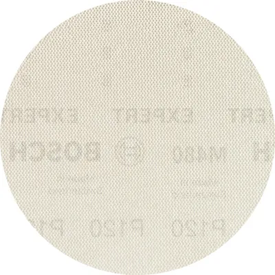 A close-up view of a circular sanding disc with text printed on it.