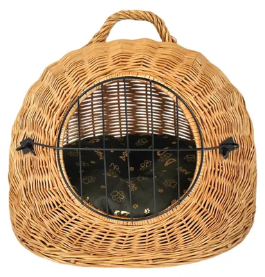 Zdjęcie produktu dla Koszyk transportowy z rattanu z uchwytem i poduszką, wymiary: 50 x 40 x 45 cm