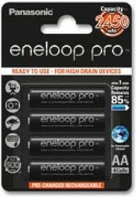 Obrázok produktu pre Panasonic eneloop pro, Nabíjateľná batéria, AA, 4 kusov, 2500 mAh, Čierna