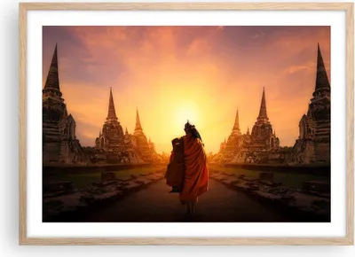 Produktbild von Gerahmtes Poster - Rahmen in heller Eiche - Tempel Mönch - 70x50 cm - Wand Bild - Wanddeko - Wandbilder - Kunstposter - Wandposter - Bilderrahmen - Bilder - Kunstdruck - Wandbild - P2NAA70x50-3472