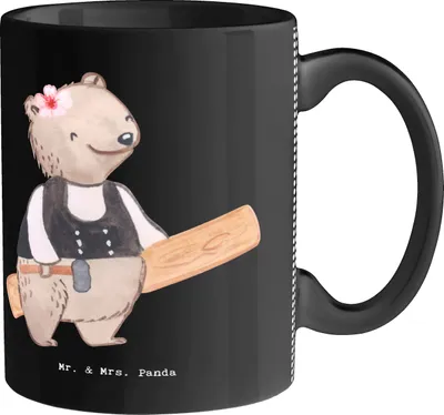 Produktbild von Mr. & Mrs. Panda Pott Zimmerfrau Herz - Schwarz - Geschenk, Kaffeebecher, Kaffeetasse, Teepott, Henkeltasse, Becher