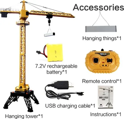 Obrázok produktu pre Huina 1585 12 CH Metal Remote Control Tower Crane Construction Models Hračky Rc žltá