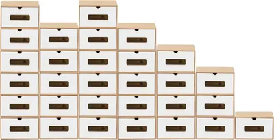 Produktbild von BigDean 30x Schuhaufbewahrung BRAUN/Weiss mit Sichtfenster Aufbewahrungsbox Stapelbar Storage Box Schuhbox Schuhkarton Schuhschachtel Allzweckbox