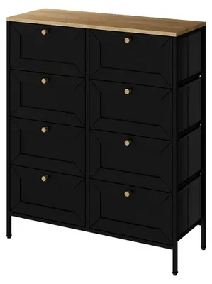 Produktbild von Kommode Belaro, Schwarz, 80 x 95 cm mit 8 Schubladen