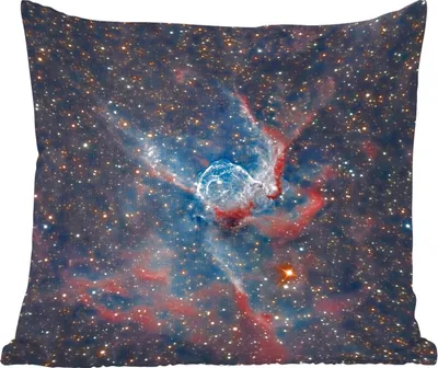 Produktbild von MuchoWow® Zierkissen Sofakissen Wohnzimmer Dekokissen 60x60 cm Roter und blauer Nebel - Sitzfläche - Foto Polster